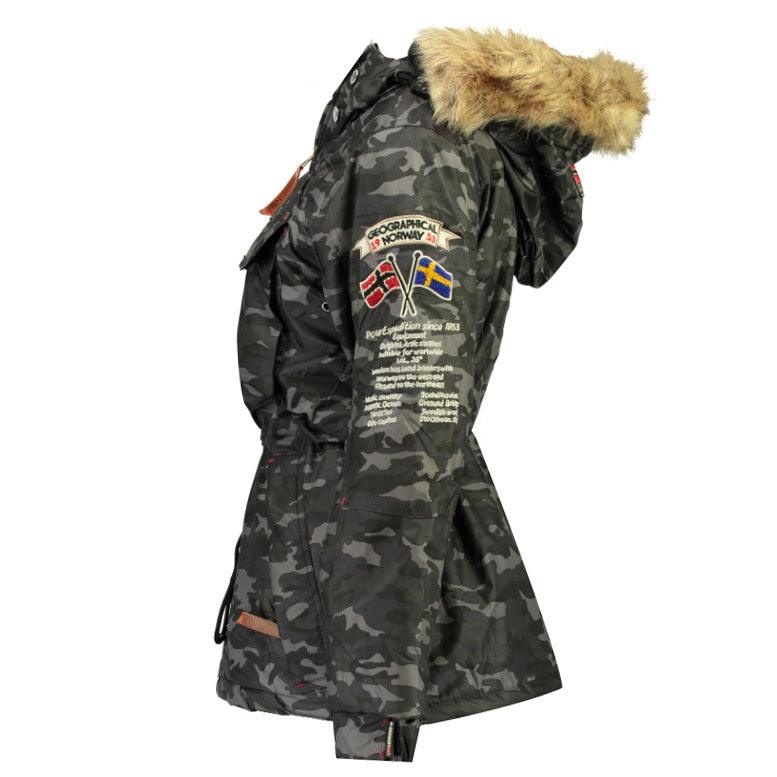 Parka De Mujer Boomera Camuflaje Negro