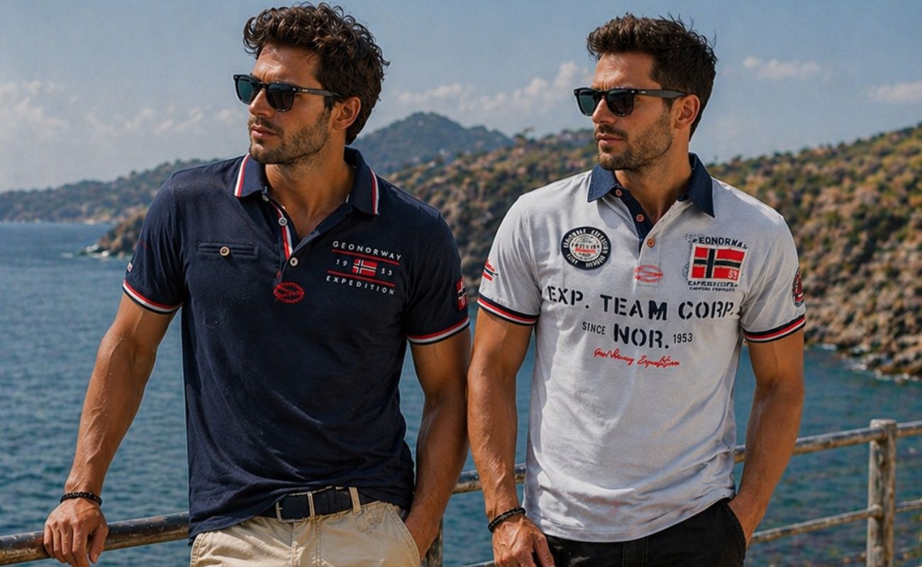 chicos mirando el mar con polo manga corta | geographical norway