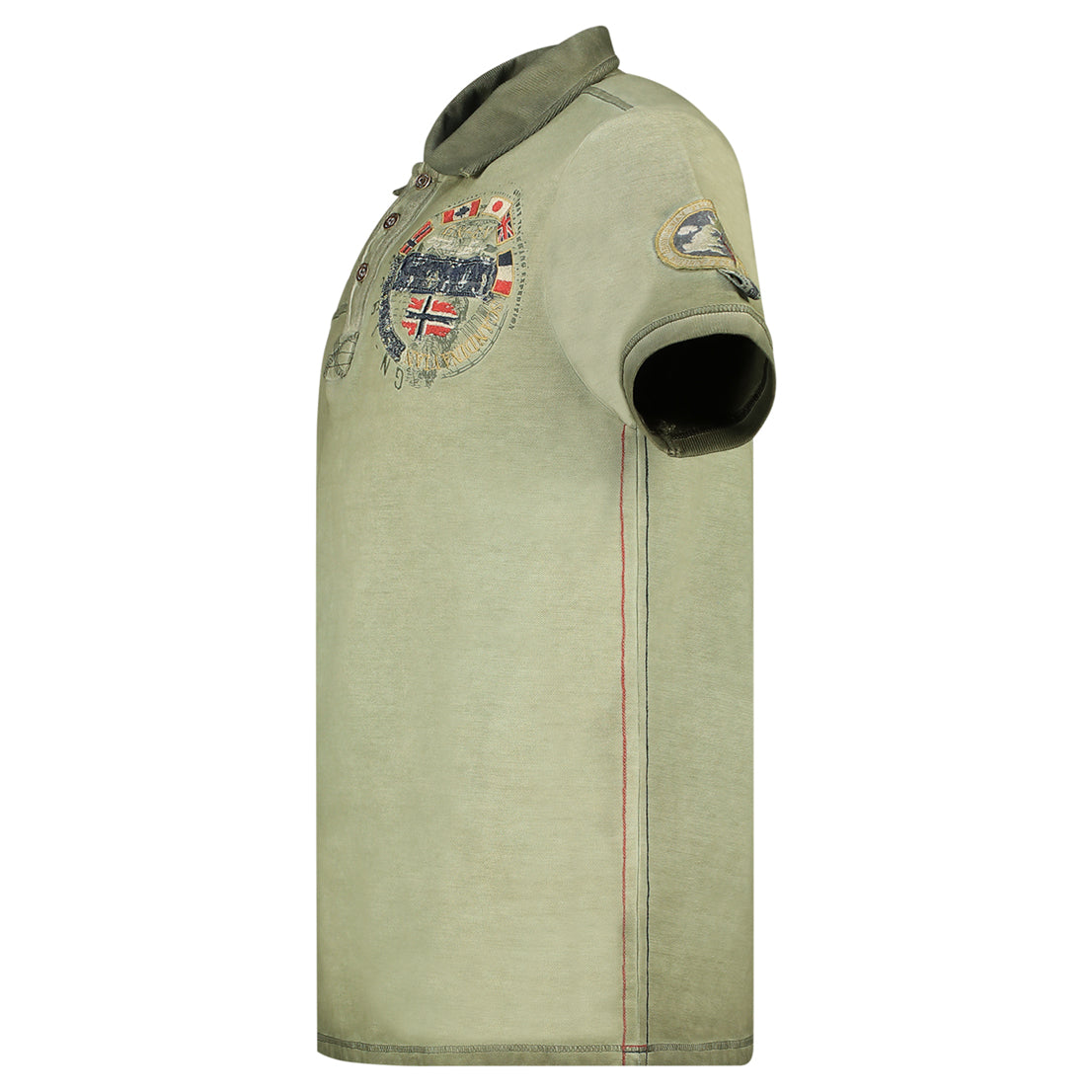 Camiseta de hombre color kaki Kinflat de Geographical Norway desde el lado