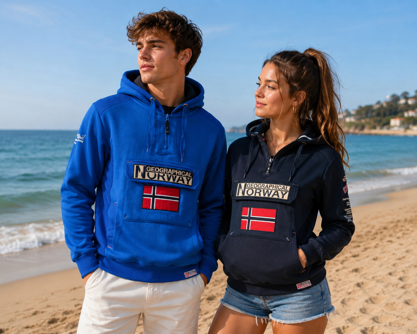 chicos en la playa con sudadera | geographical norway